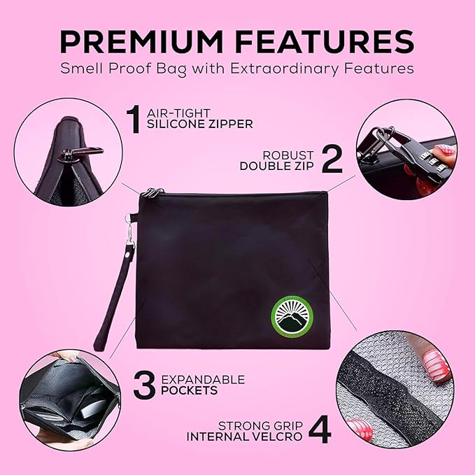 Enjoy Native Smell Proof Bag with Lock 11" x 9", Smell Proof Container, Dog Tested Odor resistant Bags, Best Zipper odor sealing pouch for Herbs, Coffee & Travel Medicine, Scent resistent Containers