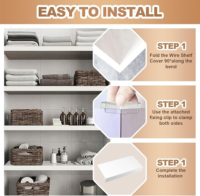 5 Pcs Wire Rack Covers 40x16x3 inch PVC Pantry Shelf Cover 0.31 inch Thick Removable Closet Wire Rack Shelf Covers,Decoration Kitchen Bathroom Office Shelving (Light luxury white,40x16x3 inch)