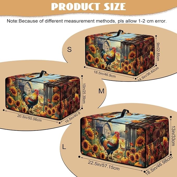Toaster Oven Dust Cover Dustproof Smart Oven Air Fryer Microwave Cover with Pockets, Electric Appliance Protector Fall Home Decor, S, Chicken Rooster Sunflower Pumpkin Butterfly