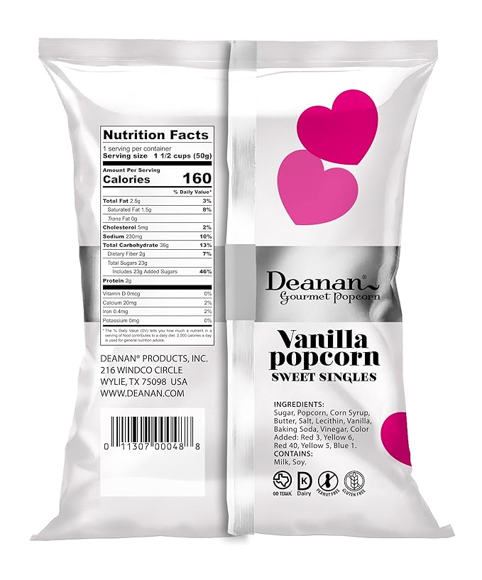 Deanan® Hearts Vanilla Popcorn 12 Count (1.5 Cup ea)