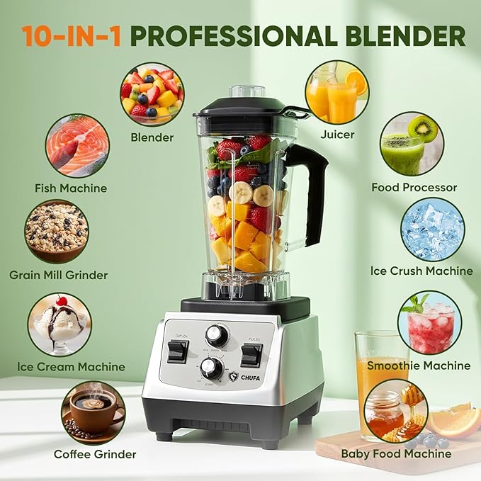 Countertop Blender, 2000W High-Power Smoothie Blender with 68oz BPA-Free Jar, 28,000 RPM, Variable Speed & Pulse, 8-Blade Stainless Steel, Tamper Included, Quick Self-Cleaning, Dishwasher-Safe Jar