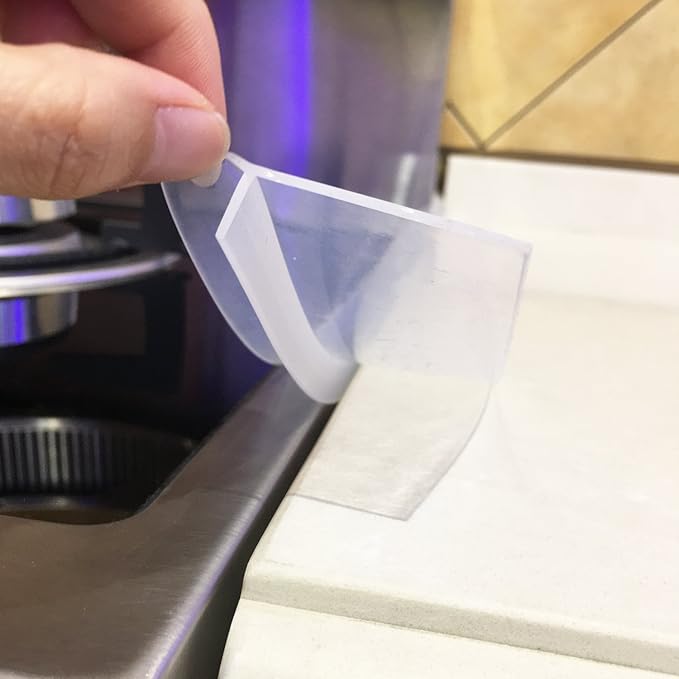 Silicone Stove Counter Gap Cover Kitchen Counter Gap Filler Transparent 21" Long Gap Filler Sealing Spills between Kitchen Appliances Washing Machine and Stovetop, Set of 2 (Clear)
