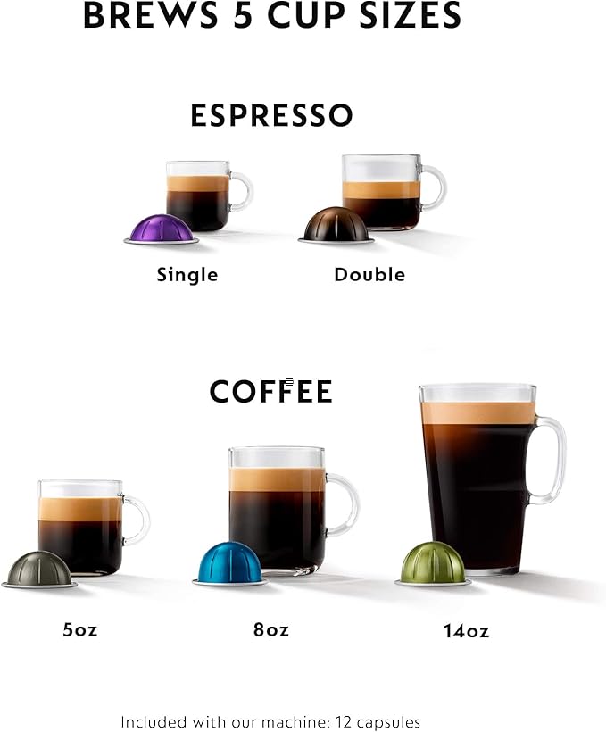 Nespresso Vertuo Coffee and Espresso Maker by Breville Aeroccino, Chrome