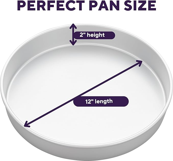 Wilton 12 in. Round Cake Pan, 2 in. Deep Aluminum Bakeware for Cakes, Rust-Resistant, Even Heating, Professional Quality, Packaging May Vary