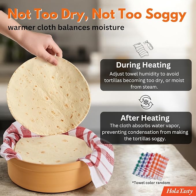 Terracotta Tortilla Warmer Day of the Dead - Mexican Clay Tortilla Holder with Decorative Marigold Lid & Warmer Cloth, Authentic Día de Muertos Terra Cotta Tortillero Holder for Parties & Celebrations