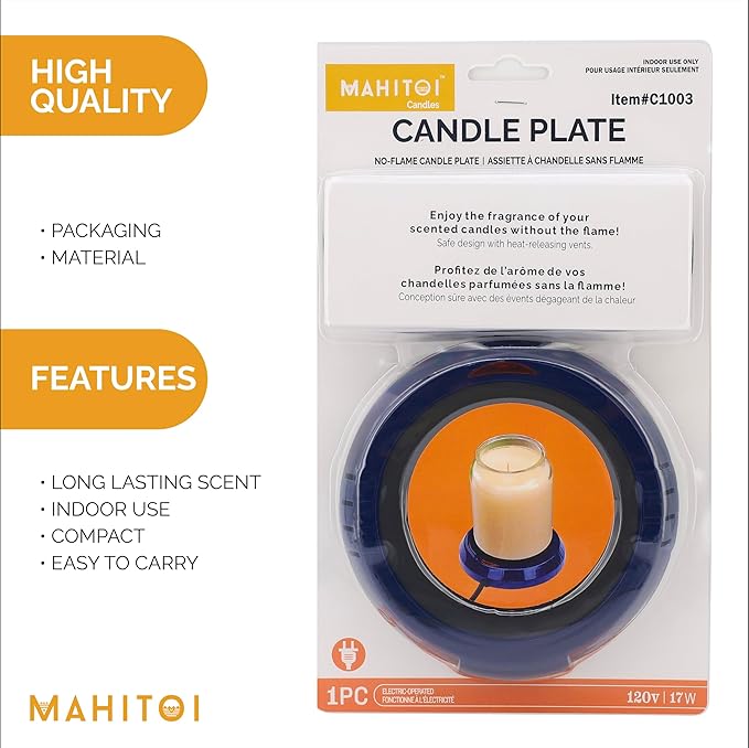 Durable Heavy Portable Large Warmer Safe Plate for Candle Jar & Mug Warmer, Dark Blue Pack