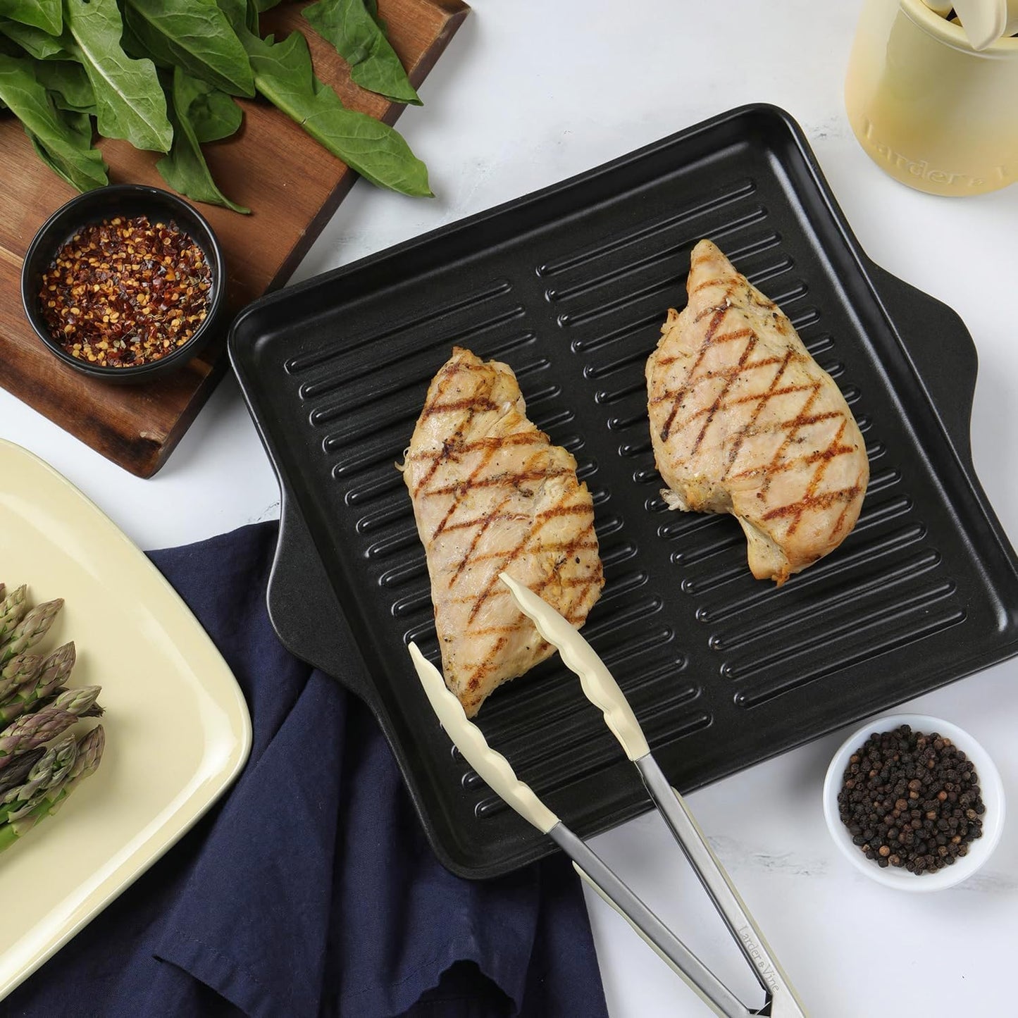 Larder & Vine Indoor/Outdoor Ceramic Stoneware Grill Pan Handmade in Italy