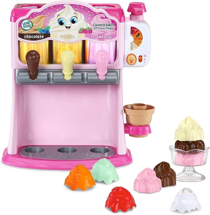 LeapFrog Count and Swirl Ice Cream Maker Playset for Kids Ages 2 Years and up, Pink