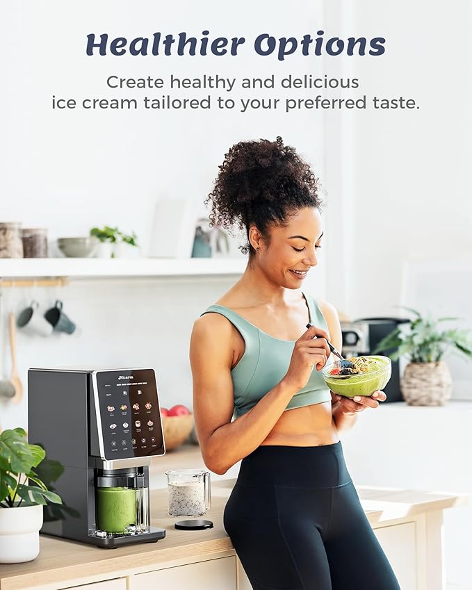 Alcarin Electric Ice Cream Maker Machine for Homemade, Frozen Treat, Gelato, Yorgurt, Sorbet, Mix-in & More, 10 One-Touch Programs with 3 Pints, Keto, Vegan, Dairy-Free Options(Not Freezer)