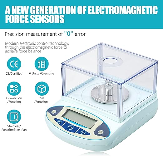 Lab Scale 100g x 0.001g, High Precision Analytical Balance with Digital Windshield. Electronic Gram Scale for Jewelry/Kitchen/Scientific Use, 11 Units Conversion, Portable Digital Scientific Scale