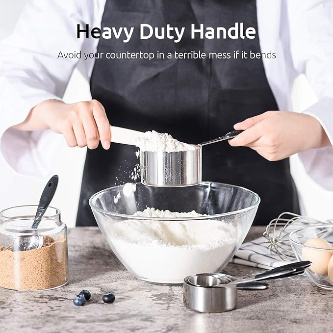 U-Taste 18/8 Stainless Steel Measuring Cups and Spoons Set of 10 and Stainless Steel Offset Icing Spatula Set (Black)