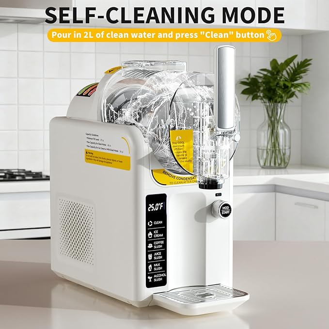 2 IN1 Soft Ice Cream Maker Slushie Machine for Home - 88oz Slushy Machine Maker No Ice Needed Self Cleaning, Frozen Drink Machine for Slushie, Margarita, Frappés, Milkshake