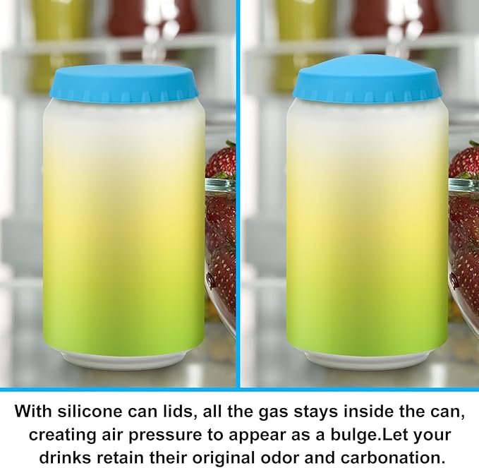 Silicone Soda Can Cover Lids, 12 Pack Reusable Soda Can Lids Beer Can Covers Pop Can Covers, BPA Free Silicone Can Cover, Stopper and Protector for Beer, Beverage, Juice, Fits Standard Cans