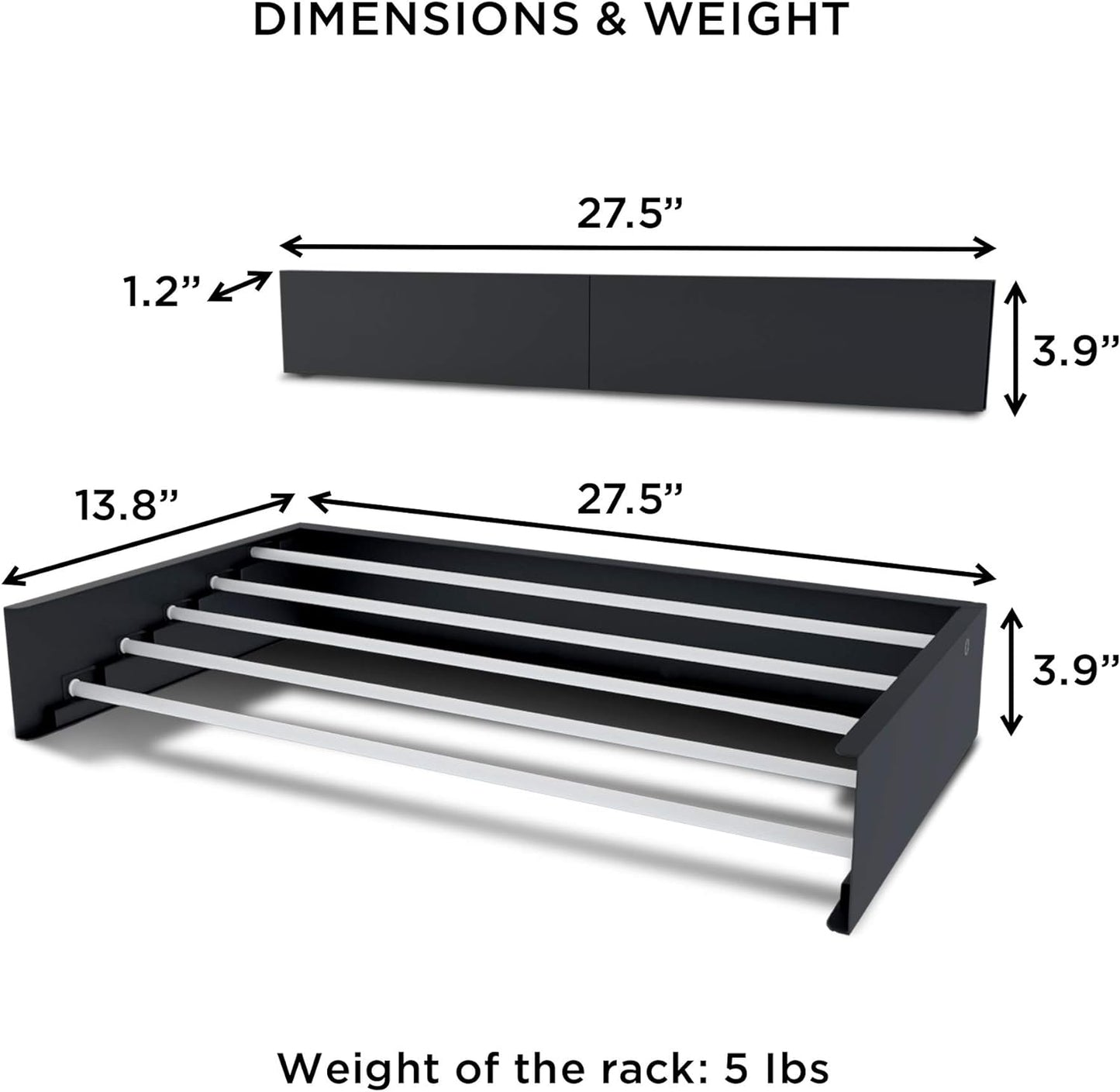 Step Up Laundry Drying Rack (27.5-INCH Industrial Gray), Wall Mounted, Retractable Clothes Drying Rack, 40lbs Load Capacity, 11.6 Linear Ft, with Wall Template and Long Screwdriver Bit