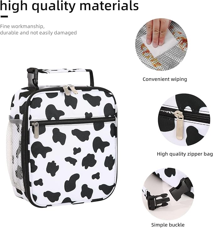 Lovoeo Lunch box Lunch bag for men women Insulated Lunchbox Lunch bags for Work Picnic Travel (Cow)