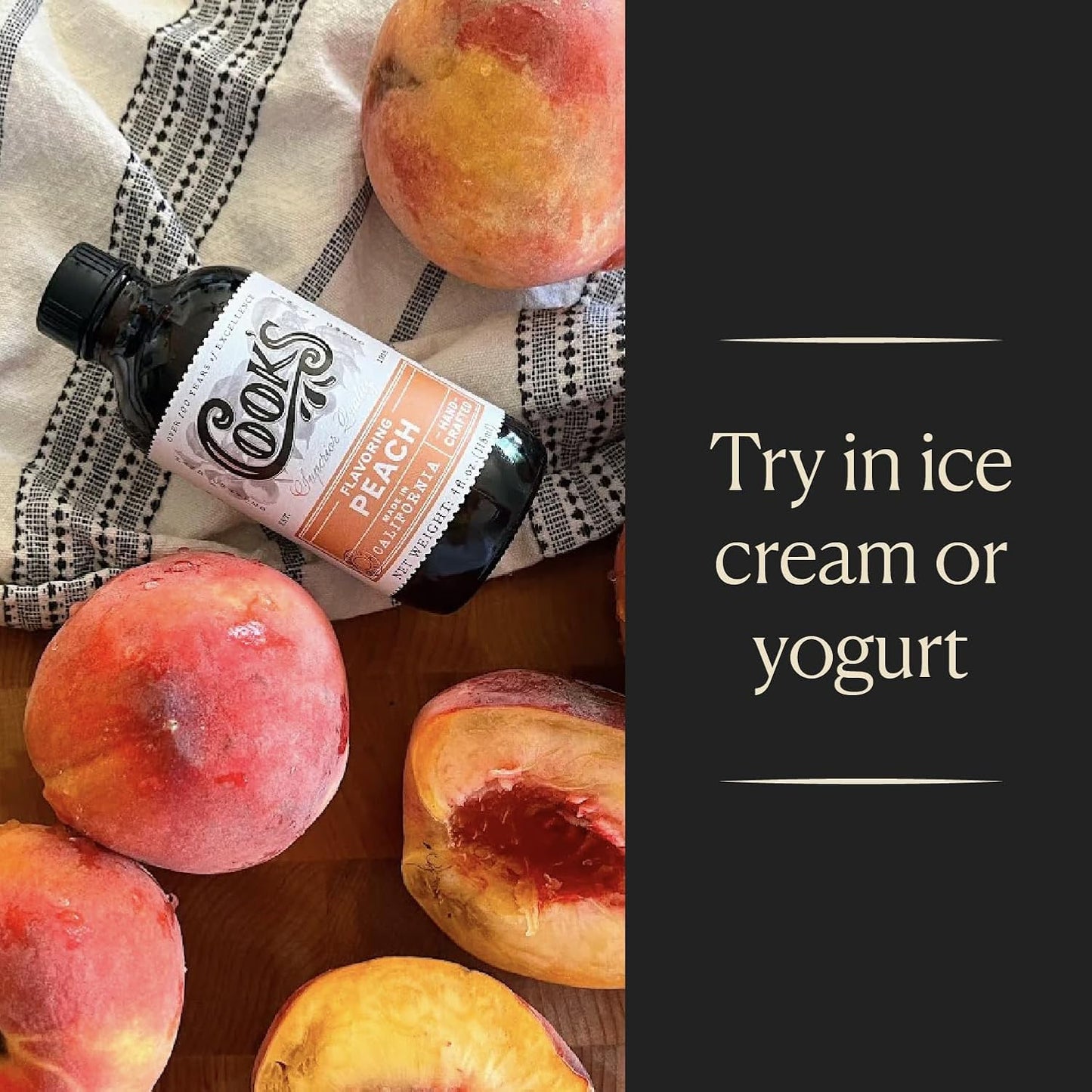 Cook's, Peach Flavoring for Baking, Preserves, Ice Cream, Jam, Cakes, 16oz