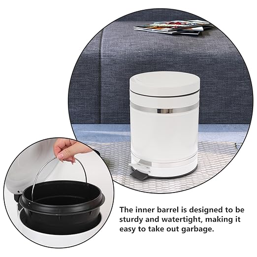 MAGICLULU Iron Foot Pedal Trash Can with Lid, 12l Round Household Waste Container, Multi-Function Bathroom Garbage Bin for Home and Office Use