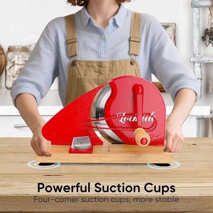 Upgrade Manual Bread Slicer for Homemade Sourdough - Adjustable Thickness & Evenly Slice, Bread Slicer with Scale Lines, Hand Crank, Suction Cups and Bread Guide for Sandwiches, Toast, Bagel, Baguette