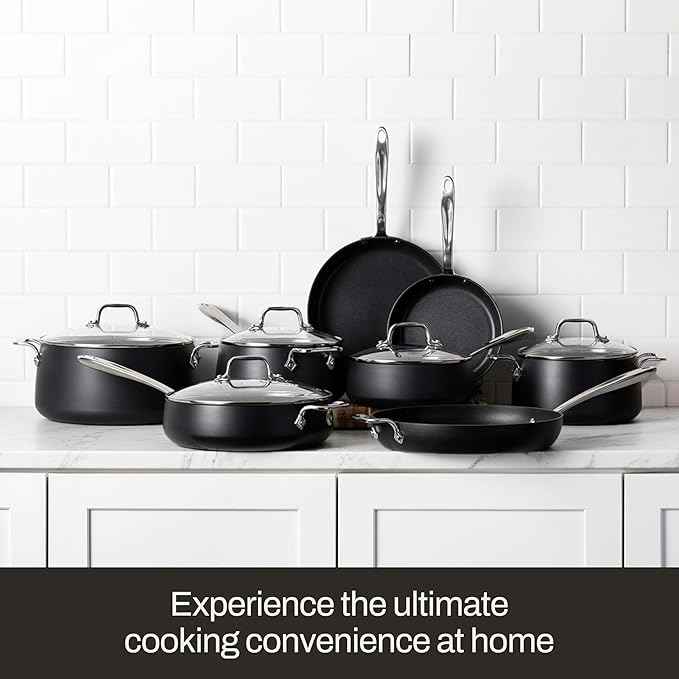 All-Clad HA1 Expert Hard Anodized Nonstick Cookware Set (10 Piece) Pots, Frying Pans, Dishwasher-Safe, Oven-Safe Up to 500°F Compatible with All Stovetops (Gas, Electric & Induction) - Black