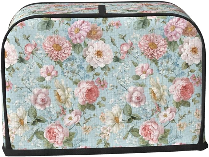 Toaster Cover 2 Slice Flower Vintage Peony Floral Kitchen Small Appliance Covers with Pockets Dust and Fingerprint Protection