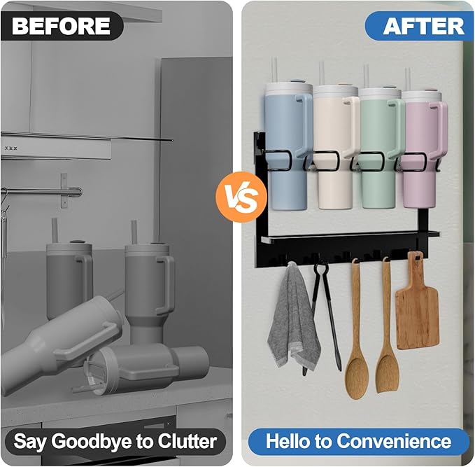 Water Bottle Organizer for Stanley Tumbler Cup Magnetic Stanley Cup Organizer Holder for Fridge Kitchen Cabinets, Tumbler Lazy Susan Storage Organizer for Stanley Cup Accessories