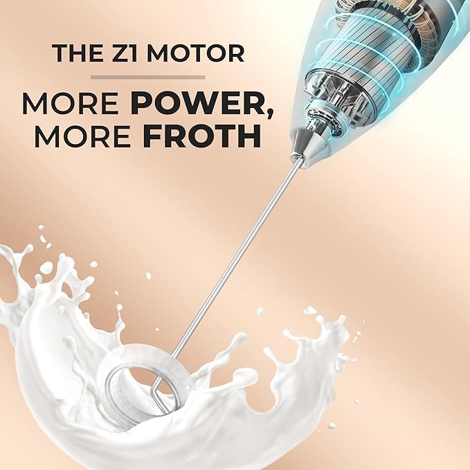 Zulay Kitchen Powerful Milk Frother Wand With 4 AA Duracell Batteries - Ultra Fast Handheld Drink Mixer - Electric Whisk Foam Maker for Coffee, Lattes, Cappuccino, Matcha & Creamer - Premium Silver