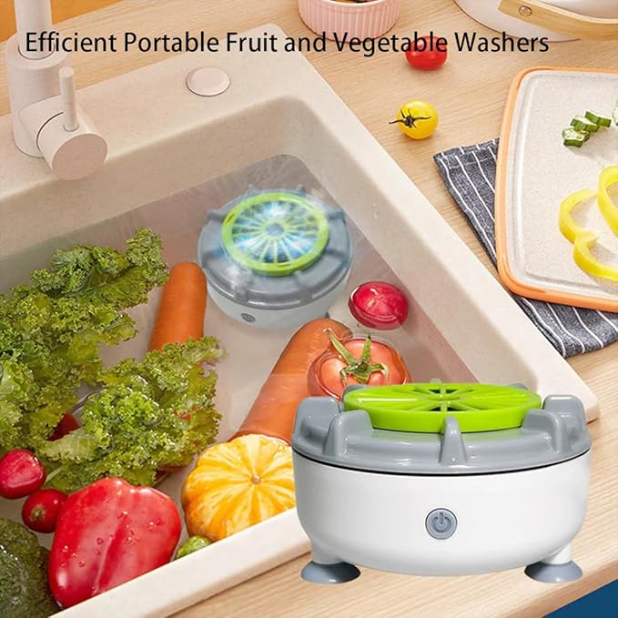 Efficient Portable Fruit and Vegetable Washers, Fruit and Vegetable Cleaning Machine, Electric Fruit Cleaner for Washing Fruits, Vegetables, Grain, Meat, Water-Proof & Wireless Charging (D)