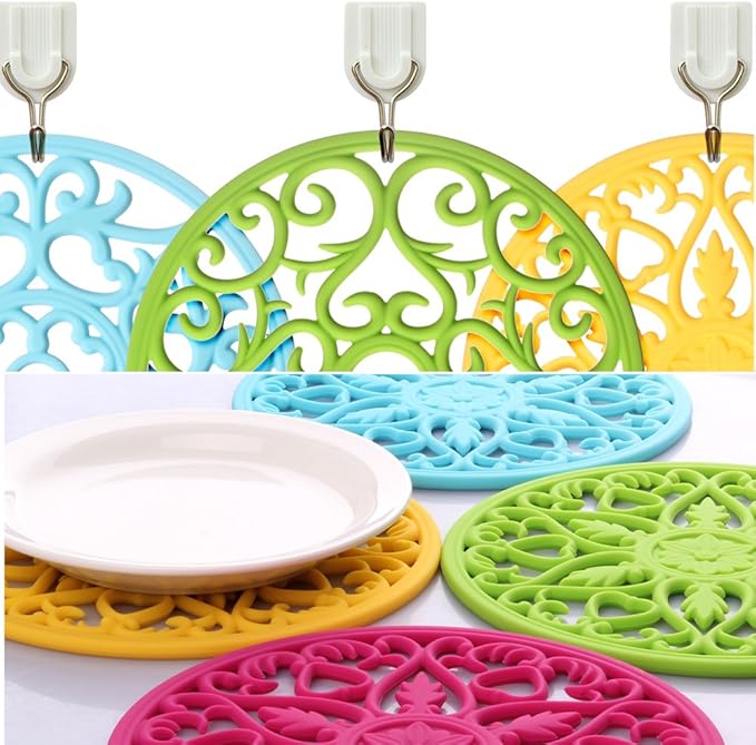 ME.FAN Trivets for Dishes/Pots/Pans, 3 Pcs Silicone Mats, Flexible/Durable/Non Slip Hot Pads to Protect Table and Counter Top (Yellow)