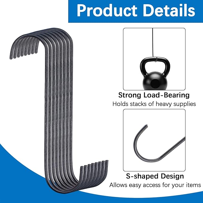 30Pcs Powder Coating Hooks, S-Shaped Spray Painting Hooks Coating Rack, Metal Hook for Organizing Home Kitchen Garage Garden Hanging Storage DIY Display Warehouses Factory (3mm*15cm)