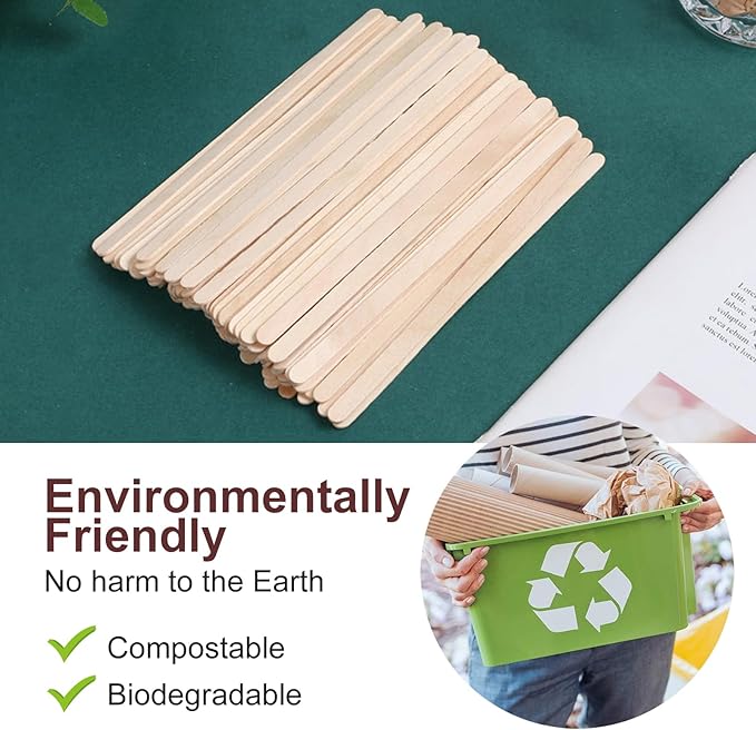 Wooden Coffee Stirrers 5.5" Coffee Stir Sticks 1000 Pcs, Natural Birch Round End Thick Birch Wood Eco-Friendly， Suitable for Coffee, Cocktail and Hot Drinks