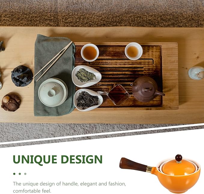 Ceramic teapot,large teapot,1pc Teapot Glass Water Pitcher Chinese Tea Maker Loose Leaf Tea Pot Chinese Household Filter Tea Steel Tea Filter(Yellow)