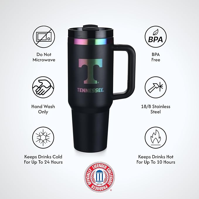 The Memory Company | Licensed NCAA 40oz Iridescent Tumbler with Handle