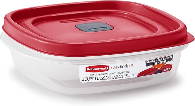 Rubbermaid EasyFindLids Food Storage and Organization Containers, 3-Pack, Racer Red, BPA-Free, Microwave & Dishwasher Safe