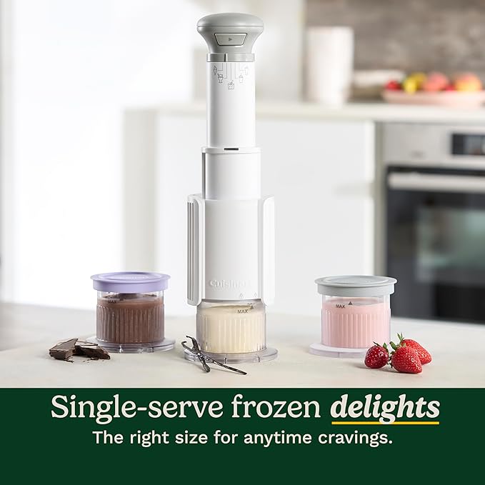 Cuisinart Ice Cream Maker – Cuisinart FastFreeze 5-in-1 Ice Cream, Milkshakes, Slushies, Sorbets and Mix-Ins, Freeze Wand, Two 0.5-Pint Mixing Cups with Lids, Easy to Clean, ICE-FD10