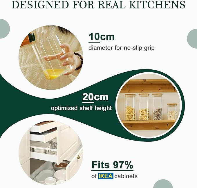 LIBWYS Kitchen Glass Jars Set with Bamboo Lids for Storage (1pcs - 1.67Qt) - Stackable Square Food Jars for Pantry Organization, Coffee, Flour, Snacks, Tea | Kitchen Canisters Set