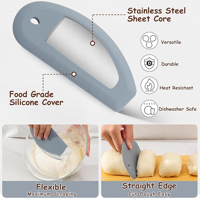 Angadona Sourdough Starter Kit, Sourdough Bread Baking Supplies, 40oz Sourdough Starter Jar, 9" Round & 10" Oval Silicone Bread Proofing Baskets Set, Bread baking tools,Silicone bread Sling