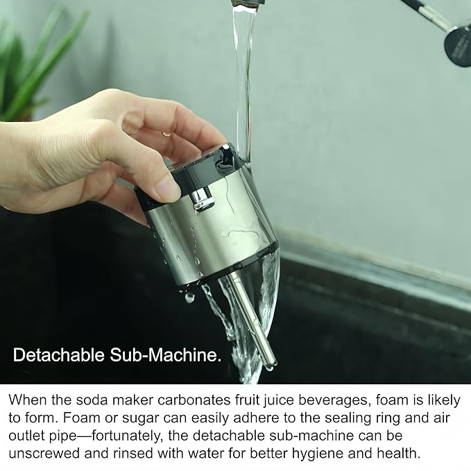 304 Stainless Steel Sparkling Water Maker -Carbonates Any Drink Soda Maker, Carbonator Machine with BPA Free Bottles(1L+0.5L) (CO2 Carbonator NOT Included) Black