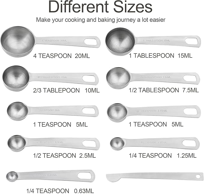 Smithcraft Measuring Cups and Spoons Set, 18/8 Stainless Steel Measuring Cups and Spoons Set for Kitchen & Baking, Heavy Duty Metric & US 8 Measure Cups & 9 Spoons & 1 Leveler