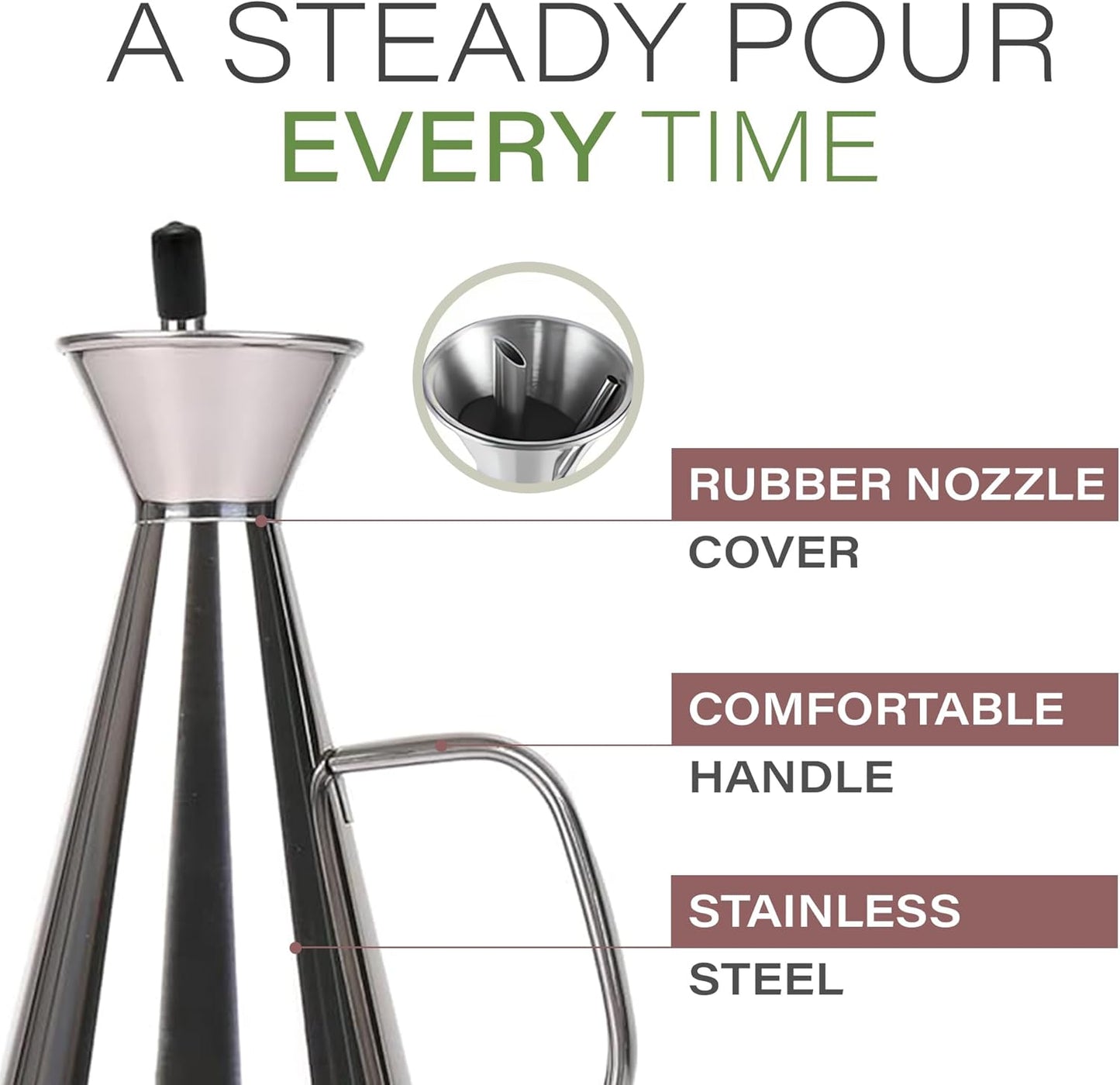 Olive Oil Dispenser Bottle Gold Stainless Steel Non Drip Leak Proof No Mess Vinegar Pourer & Kitchen Drizzler 8.5 oz 250ML 0.25 Litre Great for Pouring & Drizzling Easy to Clean & Leakproof
