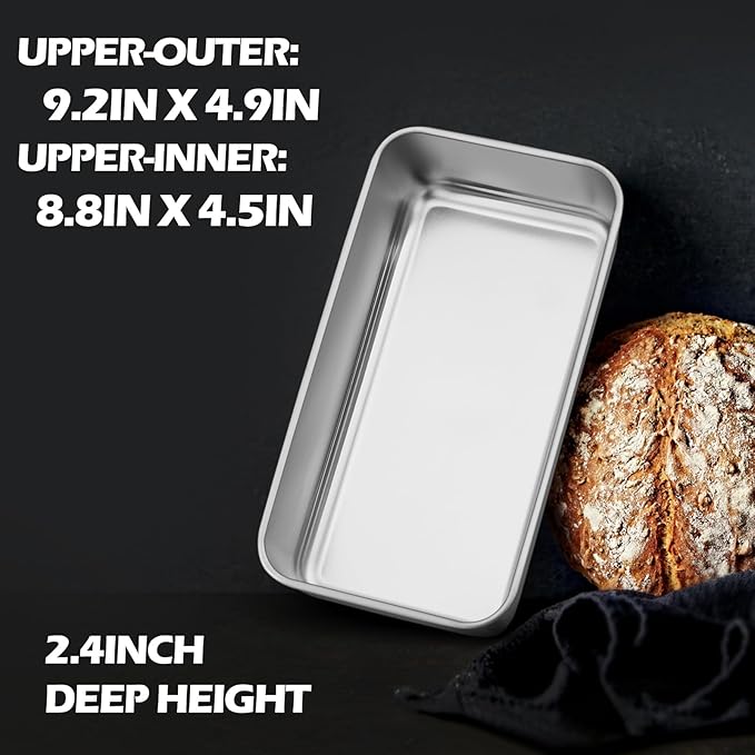 Leonyo 10 Pack Loaf Pans for Baking Bread, 9x5IN Stainless Steel Loaf Pans Set for Homemade Bread, Meatloaf, Bananas, Brownies, Lasagnas, Dishwasher Oven Safe
