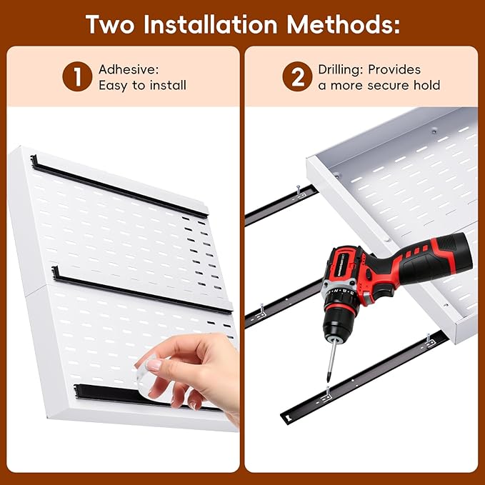 OneDream 4 Pack Pull Out Cabinet Organizer, 21" Deep Slide Out Drawers for Kitchen Cabinets, No Drill Adhesive Pull Out Drawers for Cabinets, Roll Out Shelves Adjustable Width 12.05"-20.4"