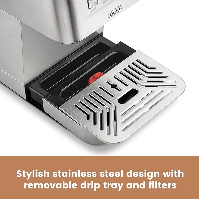 Gevi Espresso Machine with 58mm Portafilter & Milk Frother, 20 Bar Compact Expresso Machines for Home, Professional Espresso Coffee Machines for Cappuccino & Latte, Stainless Steel (Silver)