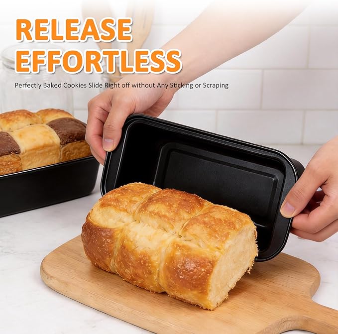 10PCS Nonstick Baking Pans Set - Bakeware Sets for Cooking, Oven and Dishwasher Safe, Non Toxic, Includes Cookie Sheets for Baking, Muffin Pan, Bread Pan, Cake pan, Loaf Pan Roasting Pan Black