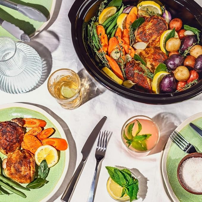 Beautiful 6 Qt Programmable Slow Cooker by Drew Barrymore -5 Preset Cooking Functions, Digital Countdown Timer, Dishwasher-Safe Parts and Cool-Touch Handles (Porcini)