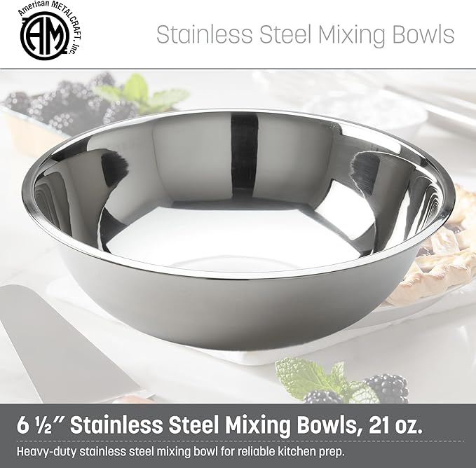 American Metalcraft 3/4 qt Stainless Steel Mixing Bowl, Silver (SSB75)