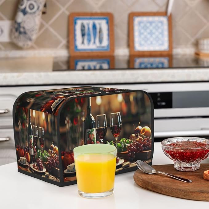 Fruit Apple Grape Wine Toaster Cover 2 Slice Dust and Fingerprint Protection Toaster Bread Maker Covers Washable Kitchen Small Appliance Covers for Kitchen Accessories Decor Bakeware Women Gift