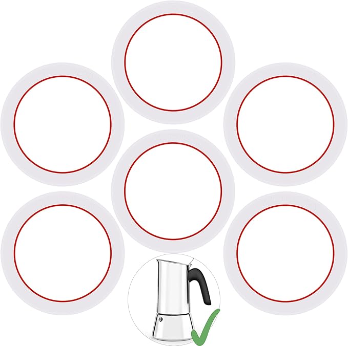 [UPGRADED] Sealing Gasket for Bialetti New Venus Induction 4 Cups (5.7Oz 170ML) Stovetop Espresso Maker - 6 PCS Silicone Seal Ring for Venus Kitty Musa Class Stainless Steel Stovetop Coffee Maker Pots