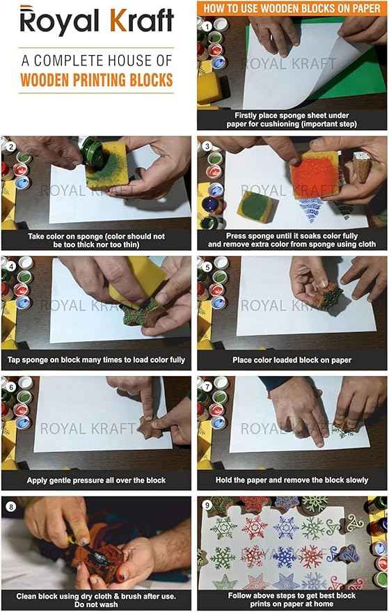 Royal Kraft Wooden Stamps – Mehndi Print Blocks (Set of 10) & Mandala Pattern Stamps (Set of 5) for Block Printing on Saree Border, Fabric, Textile, Clay, Pottery, Tattoo & DIY Crafts Bulk01_15