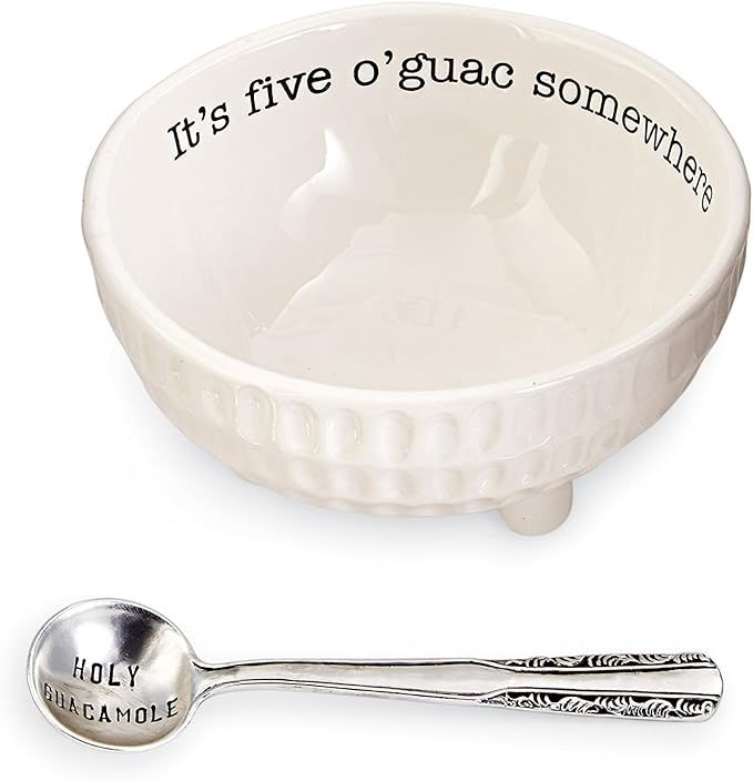 Mud Pie 4851076 Guacamole Serving Dish Set, White