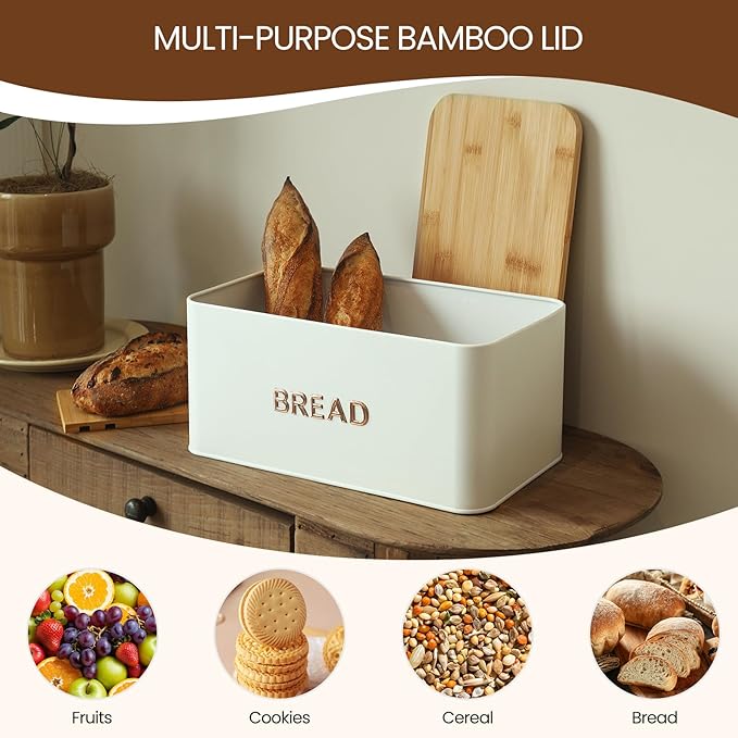 BLUBYEES Bamboo Bread Slicer for Homemade Bread with Crumb Tray & Storage Box – Adjustable Slicing Guide for Sourdough, Bagels & Sandwiches – Gift for Bakers & Bread Makers